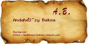 Andaházy Baksa névjegykártya